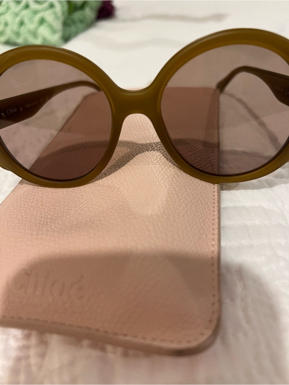 RARE Chloe Olive Green Round Sunglasses CHO120S-004 Retail $408 - Picture 9 of 12